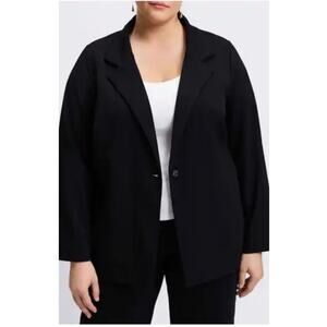 Talbots Jacket Women's 16 Black Blazer Front Button Cotton Blend Collared